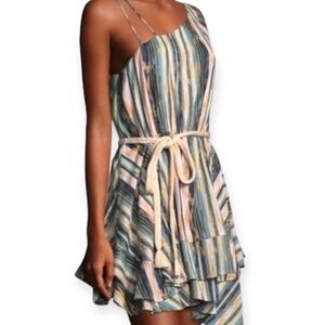 Free people Striped Ruffle Dress with Rope Belt